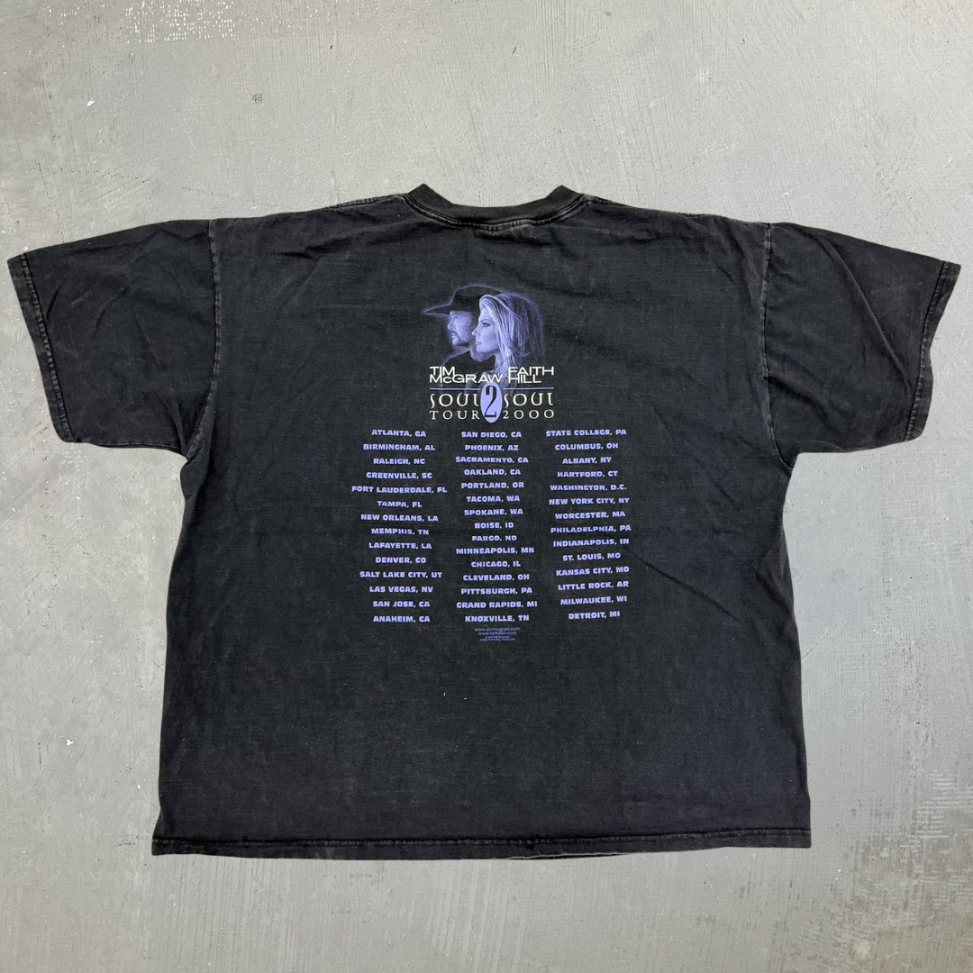 J- Vintage '00 Tim McGraw & Faith Hill Soul 2 Soul Tour Made In USA Tee - XL