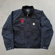 J- Carhartt Blanket Lined Corduroy Collar Black Workwear Jacket - 2XL