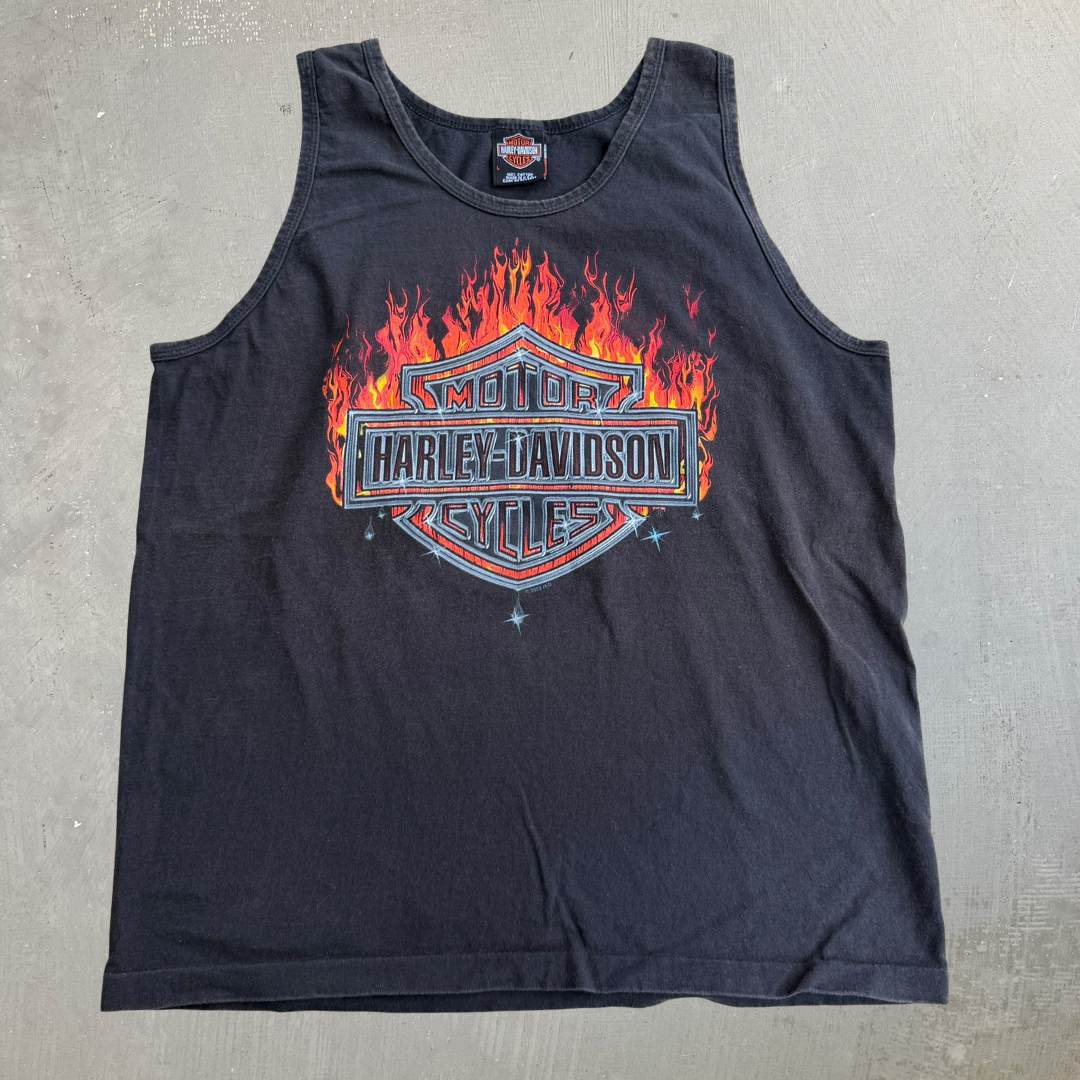 J- Vintage '03 Harley Davidson Saskatoon Saskatchewan Made In USA Single Stitch Tank Top - L
