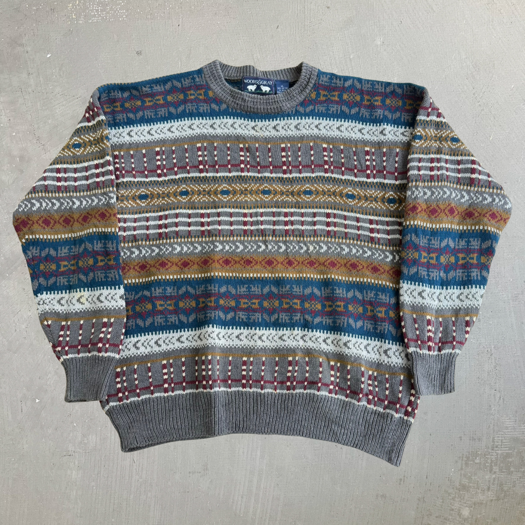 J- Vintage Woods & Gray Patterned Knit Sweater - XL