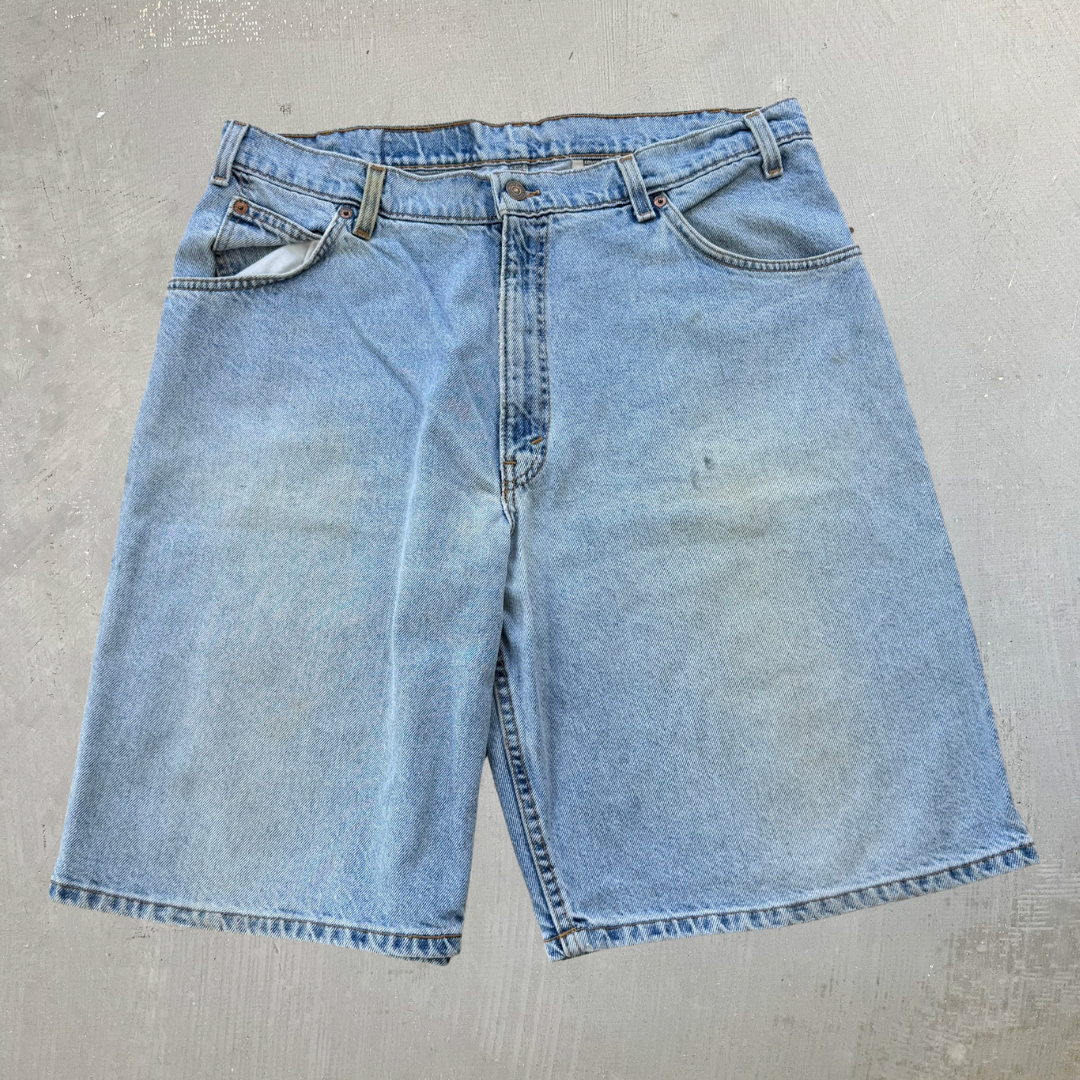 J- Vintage Levi's Orange Tab 565 Made In USA Wide Leg Baggy Jorts - 36 waist 10.5 inseam