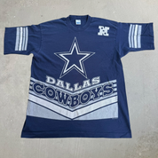 J- Vintage '95 Dallas Cowboys NFL Salem Sportswear Tag Jumbo Print Made In USA Single Stitch Tee - L