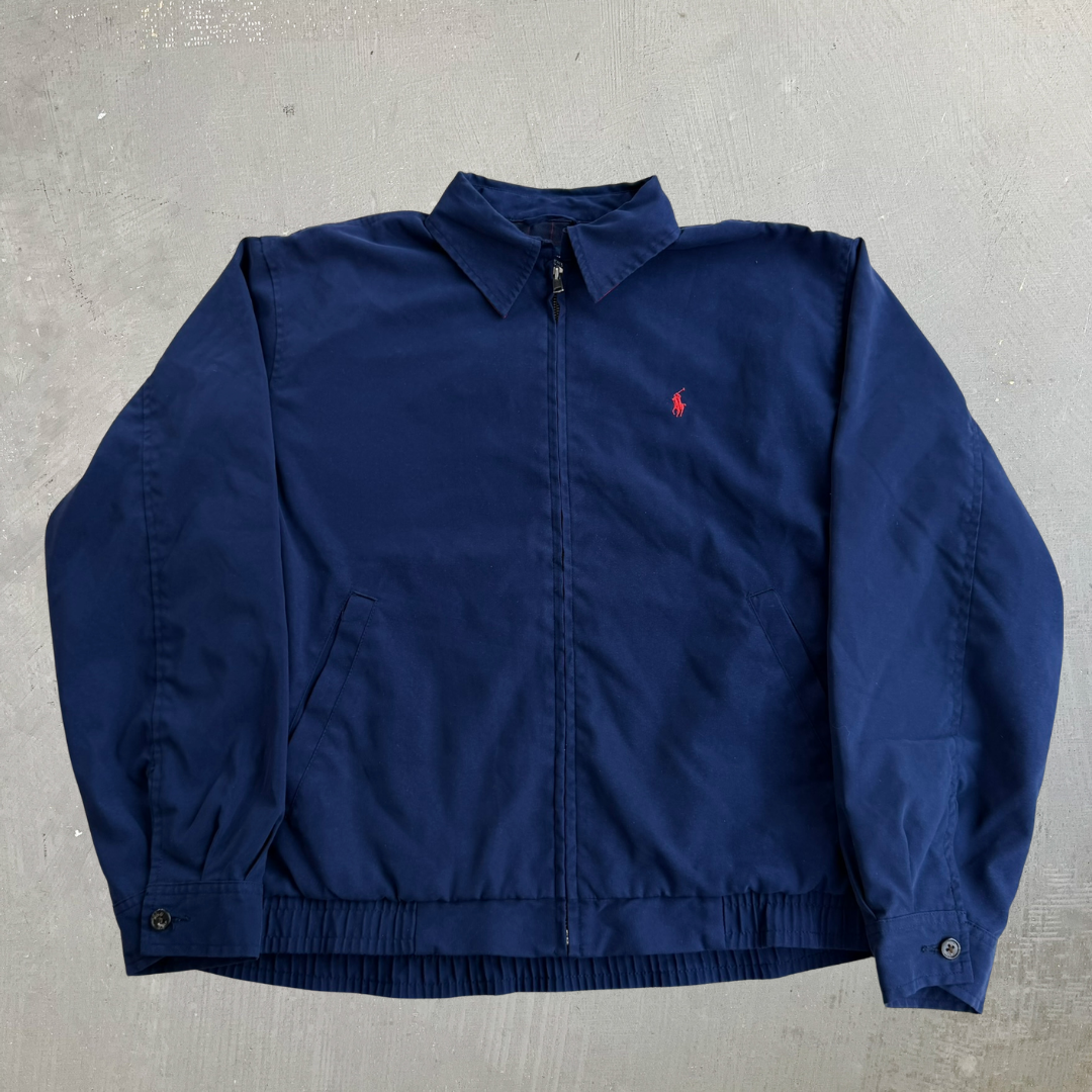J- Vintage Polo Golf RL Embroidered Logo Navy Harrington Jacket - S