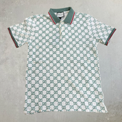 J- Bootleg Gucci GG Monogram Print Short Sleeve Polo - S
