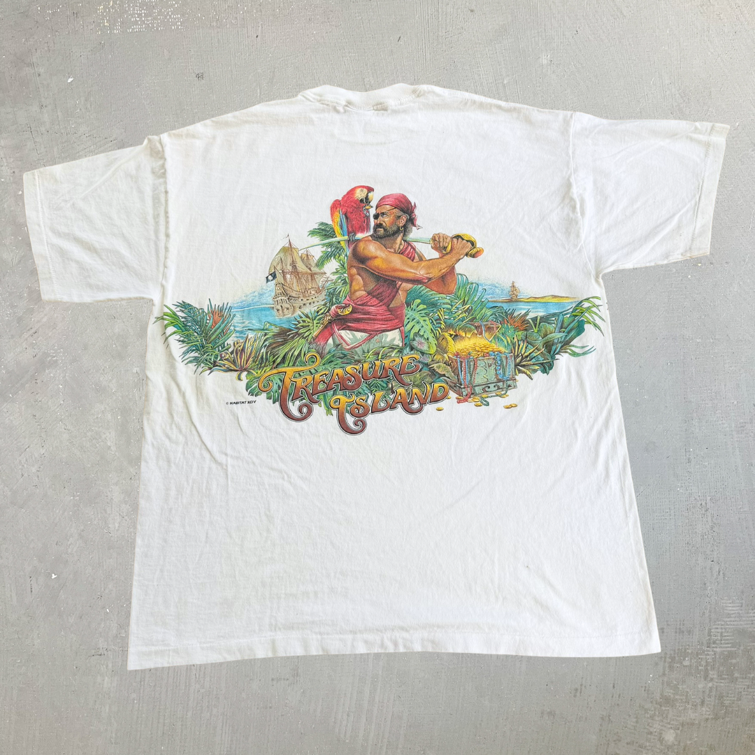 J- Vintage Habitat Pirate Treasure Island Graphic Made In USA Single Stitch Tee - XL