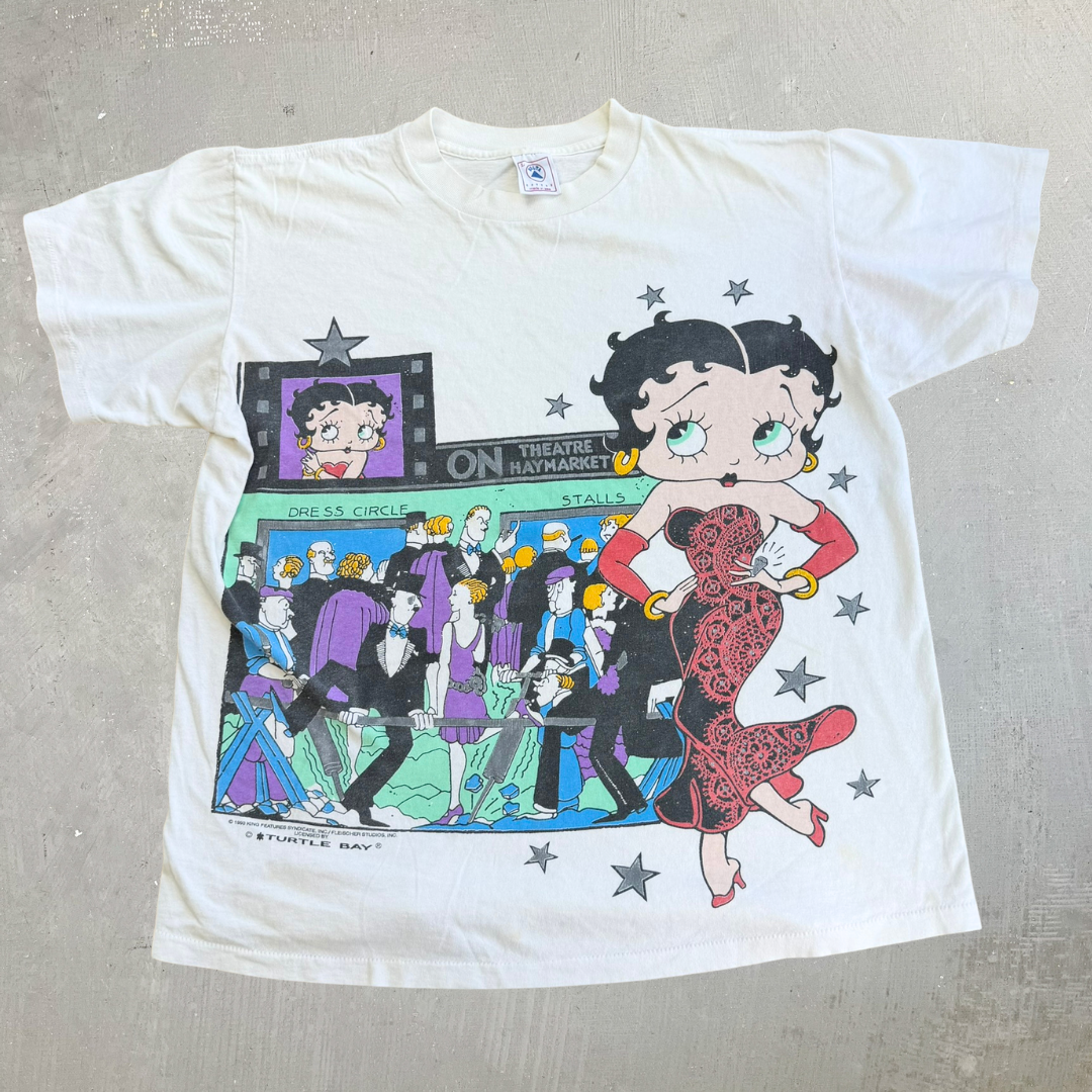 J- Vintage '93 Betty Boop Theatre On Hay Market Graphic Made In USA Single Stitch Tee - L