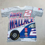 J- Vintage Nascar Rusty Wallace All Over Print Graphic Made In USA Tee - L