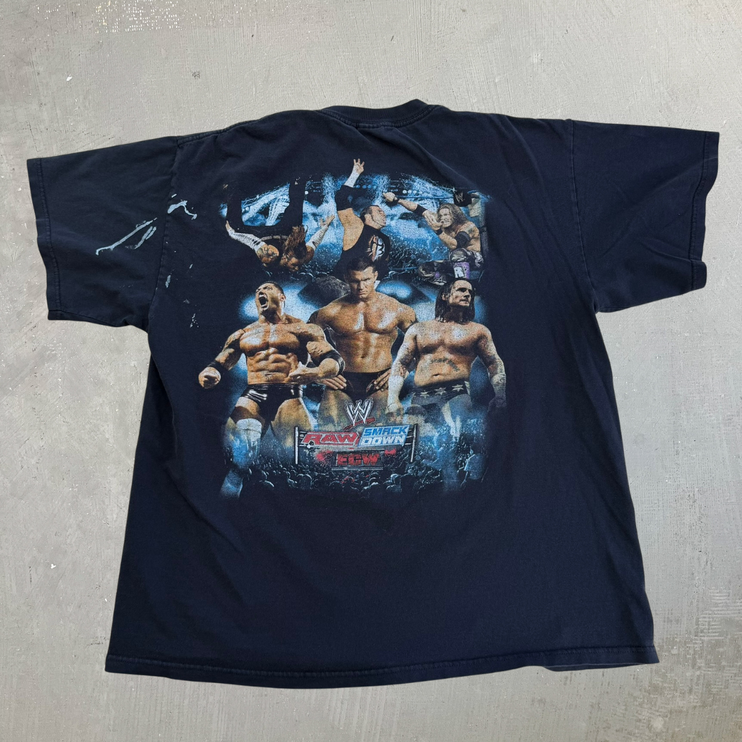 J- Vintage WWE Raw Smackdown ECW Picture Graphic Tee - L