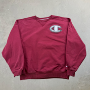J- Vintage Champion Reverse Weave Chenille Embroidered Logo Crewneck - XL