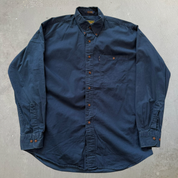 J- Vintage 90s Chaps RL Pocket Navy Button Down Shirt - 16 34/35 (fits L)