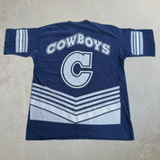 J- Vintage '95 Dallas Cowboys NFL Salem Sportswear Tag Jumbo Print Made In USA Single Stitch Tee - L