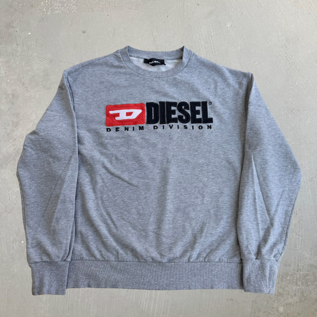 J- Vintage Diesel Denim Division Embroidered Felt Logo Crewneck - M