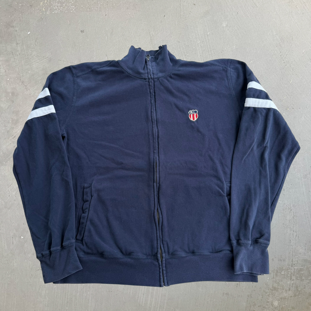 J- Vintage Polo Denim Company RL Embroidered Logo Zip Up Track Jacket - L