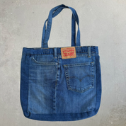 F- HOM Levi's 505 Dark Blue Denim Wash Reworked Denim/Jeans Tote Bag