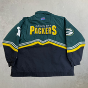 J- Vintage Green Bay Packers NFL Logo Athletic Zip Up Winter Jacket - L