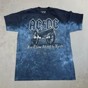 J- Vintage '06 AC/DC For Those About To Rock Liquid Blue Acid Wash Tee - L