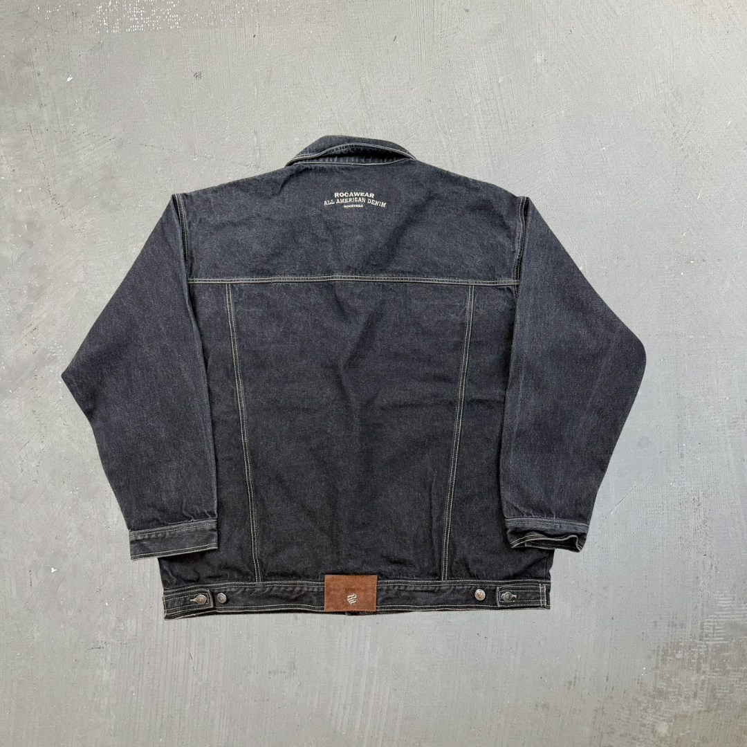 F- Vintage Rocawear Denim Big & Tall Embroidered Text Denim Jacket