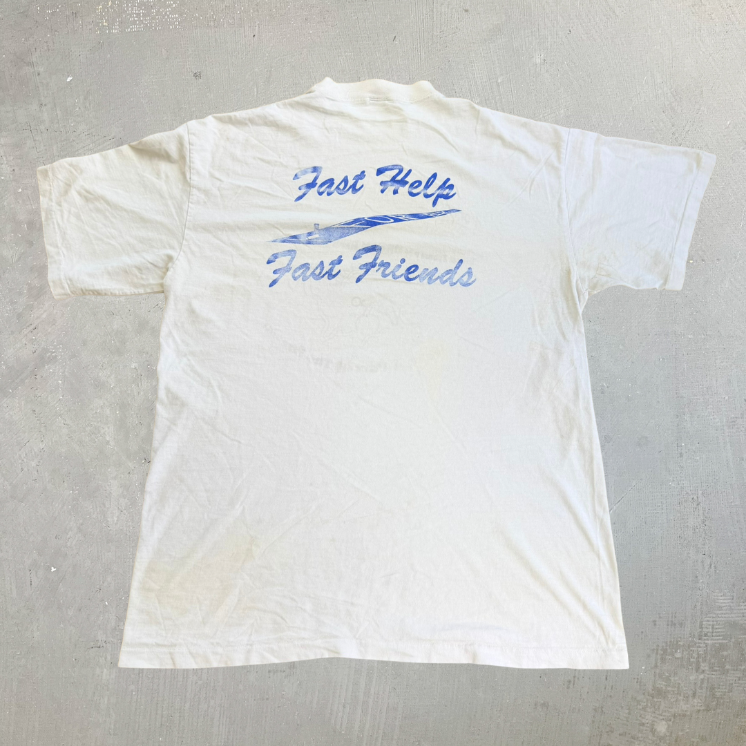 J- Vintage Area 8 Draw Cars & Speed Bike Graphic Single Stitch Tee - L