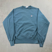J- Vintage Champion Reverse Weave Embroidered Logo Teal Crewneck - S