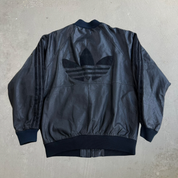 J- Vintage 90s Adidas Embroidered Logo Zip Up Leather Bomber Jacket - L