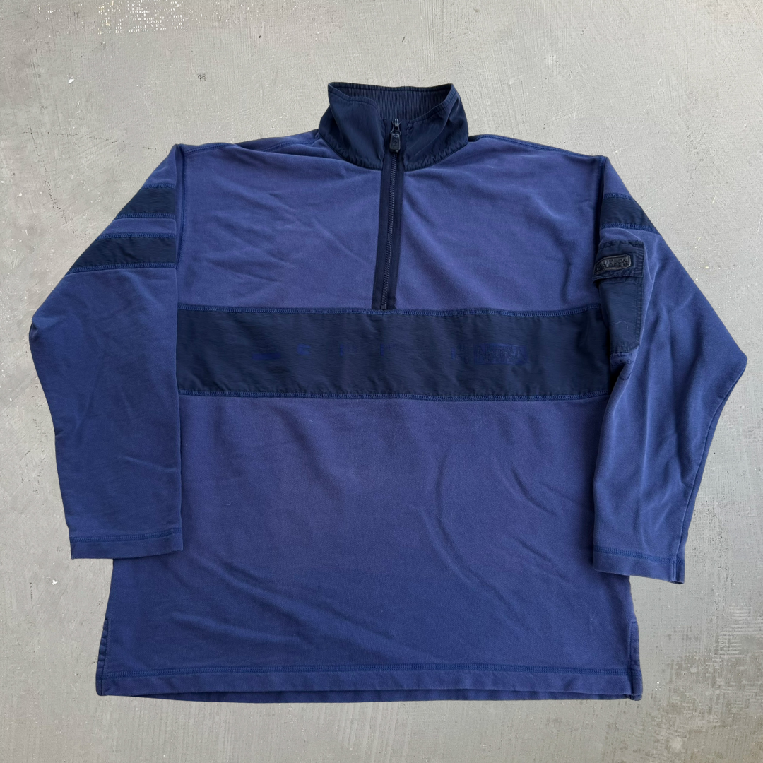 J- Vintage Nautica Marine Denim Co. Quarter Zip Crewneck - L
