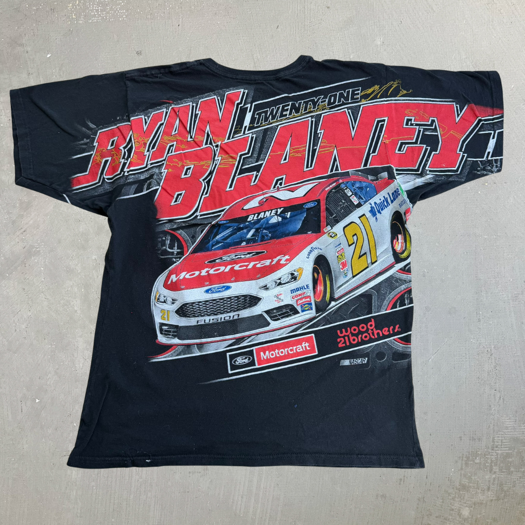 J- Nascar Bryan Blaney Text & Car Graphic Tee - L