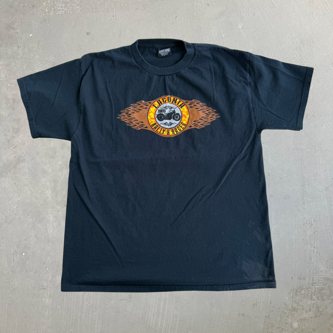 Vintage '05 Laconia Bike Week Rally & Races Graphic Made In USA Tee - L