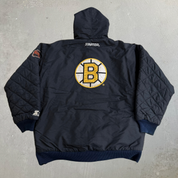 Vintage 90s Boston Bruins NHL Starter Zip Up Winter Jacket - L