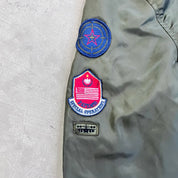 D- Vintage 1992 Phat Farm Satin Bomber Jacket w/ Patches