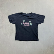 F- Vintage '99 Britney Spears  Women's Rhinestones Text Cropped Baby Tee
