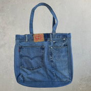 F- HOM Levi's 511 Medium Blue Denim Wash Reworked Denim/Jeans Tote Bag