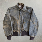 J- Vintage 80s Banana Republic A-2 Style Zip Up Leather Bomber Jacket - 40 (fits M)
