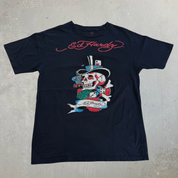 J- Vintage Ed Hardy Rhinestone Skeleton & Dices Graphic Tee - XL
