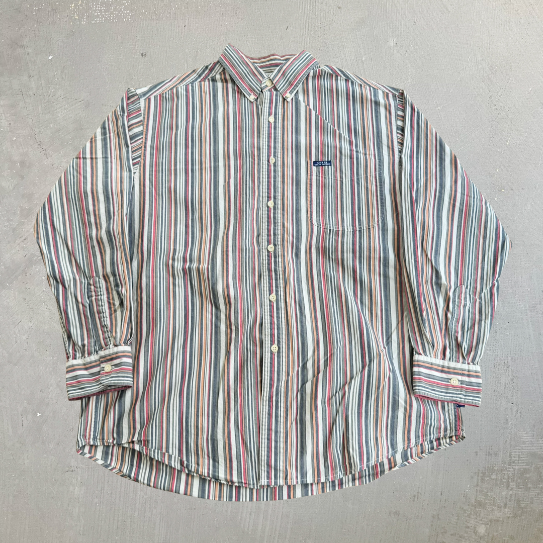 J- Vintage Chaps Ralph Lauren Striped Pocket Button Down Shirt - L