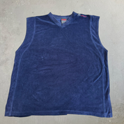 J- Vintage 90s Fubu Embroidered Text Sleeveless Velour Vest - 2XL