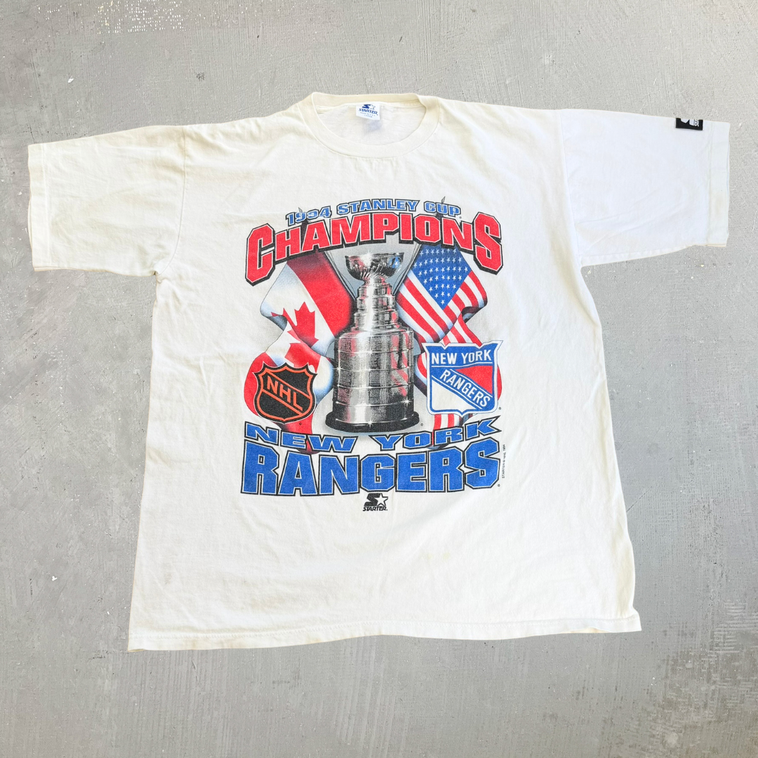 J- Vintage '94 New York Rangers NHL Stanley Cup Champions Starter Graphic Made In USA Tee - L