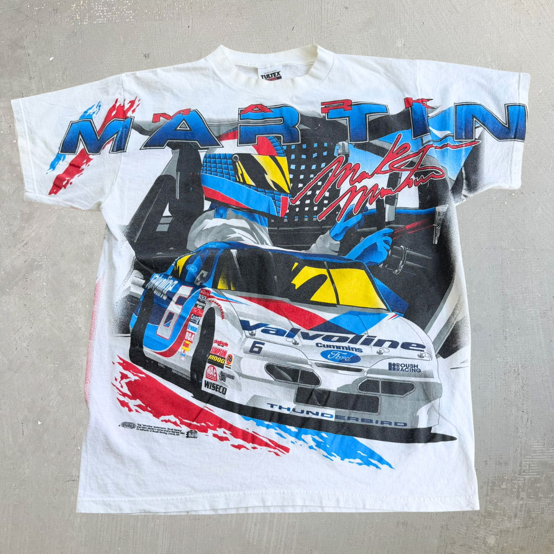 J- Vintage Nascar Mark Martin Valvoline Jumbo Print Graphic Tee - L