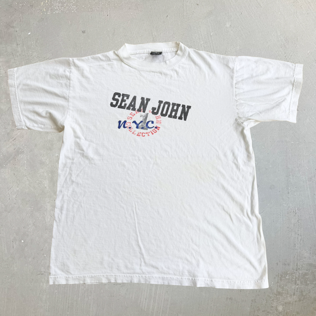 J- Vintage 90s Sean John Text Graphic Made In USA Tee - L