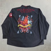 Vintage D-Lux Hells Kitchen Tattoo Embroidered Text & Graphic Button Down Shirt - 3XL