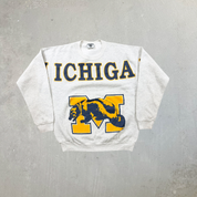 F- Vintage University Of Michigan Wolverines Made In USA Text & Logo Lee Crewneck