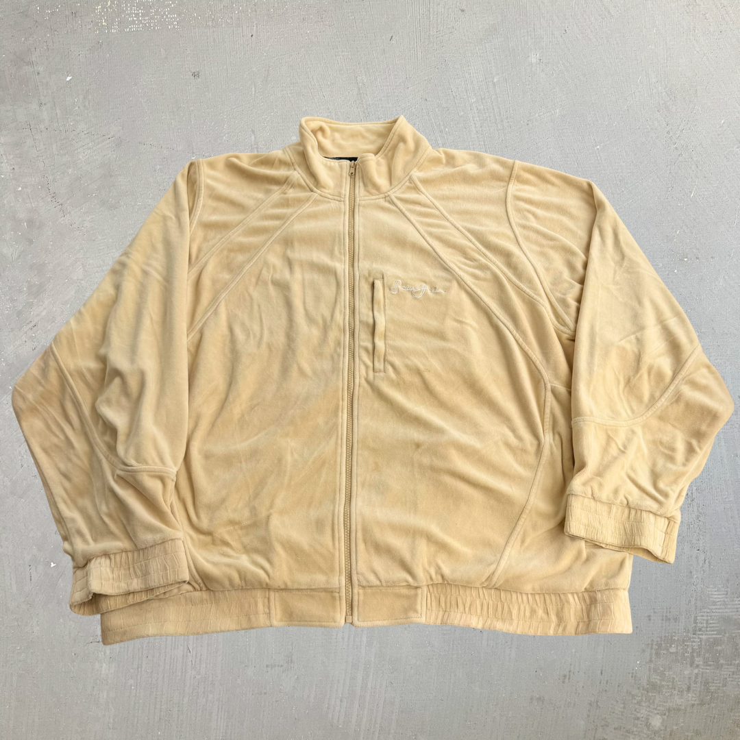 J- Vintage Sean John Embroidered Text Velour Track Jacket - 2XL