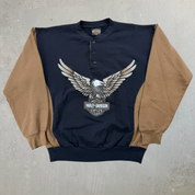 J- Vintage Harley Davidson Las Vegas Made In USA Henley Crewneck - M