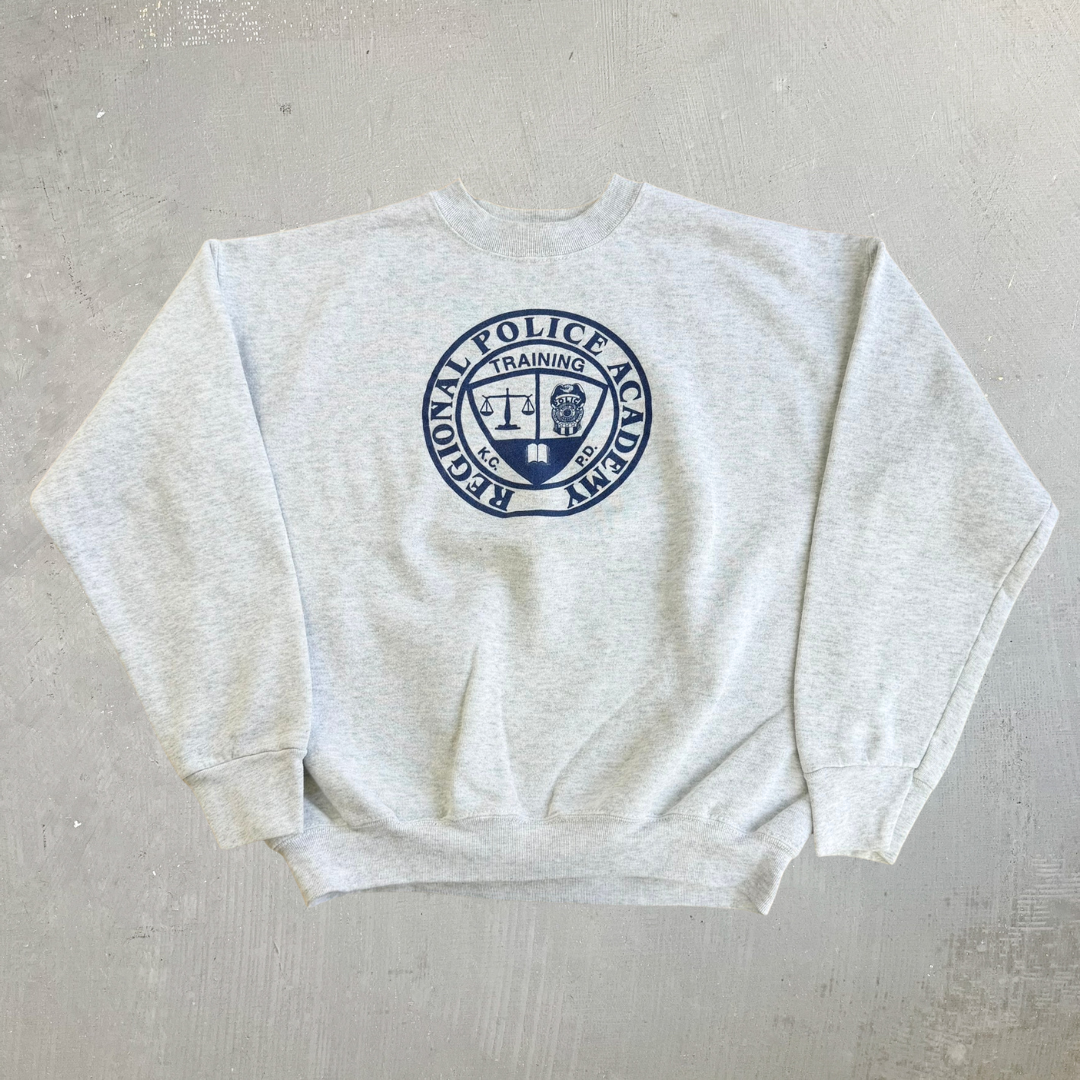 Vintage 90s Fruit Of The Loom Made In USA Regional Police Academy Graphic Crewneck - L