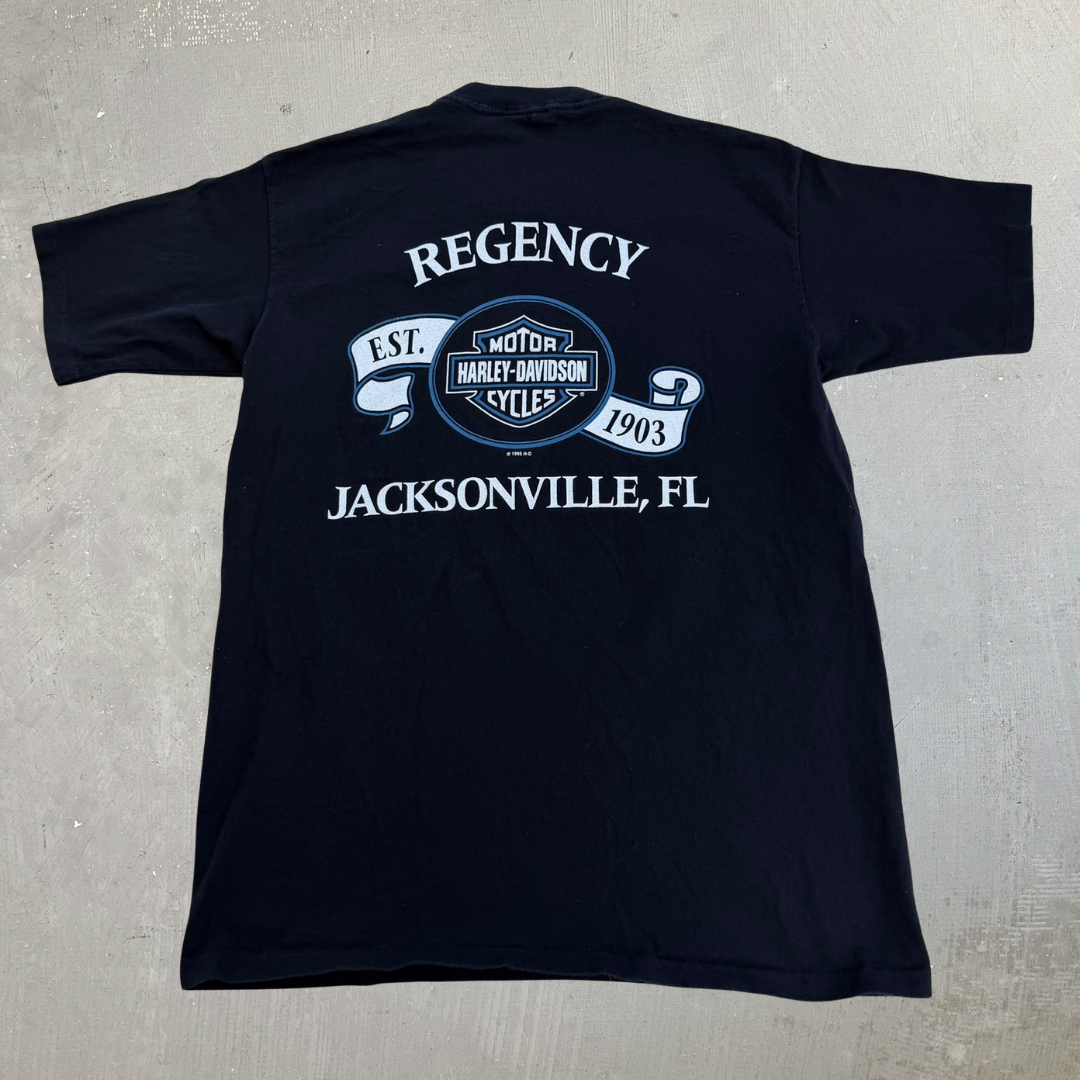 J- Vintage '95 Harley Davidson Jacksonville Fl. Made In USA Single Stitch Tee - L