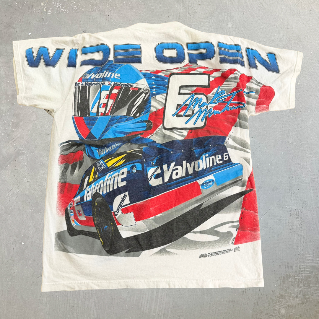 J- Vintage Nascar Mark Martin Valvoline Jumbo Print Graphic Tee - L