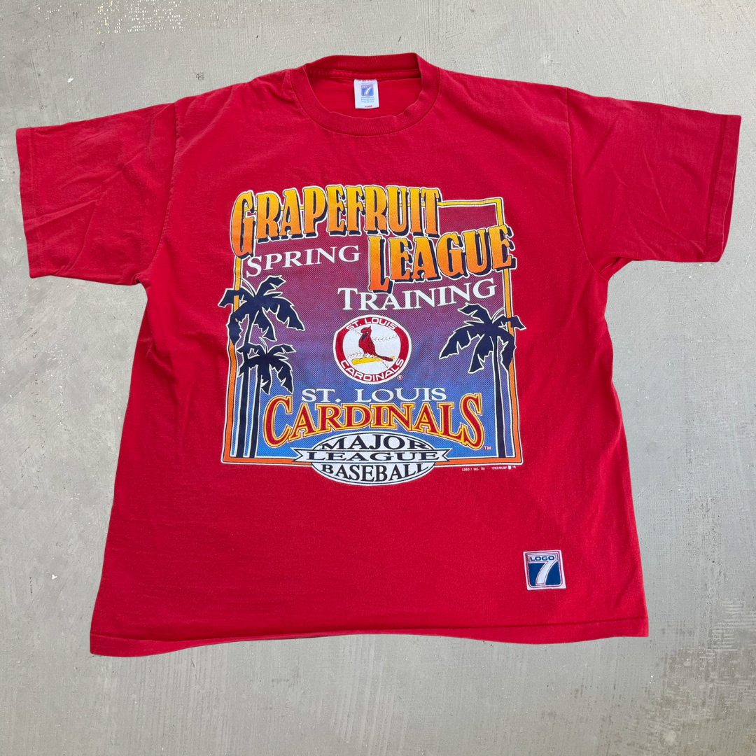 J- Vintage '92 St Louis Cardinals MLB Spring Training Logo 7 Made In USA Single Stitch Tee - XL