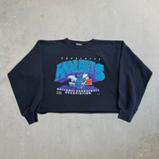 J- Vintage Charlotte Hornets NBA Logo & Text Made In USA Cropped Crewneck - L