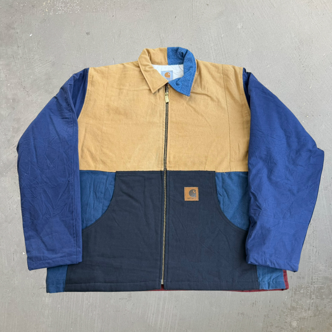 J- Carhartt Reworked Navy/Brown/Black Collared Jacket - L