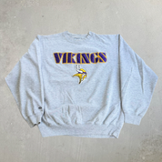 J- Vintage Minnesota Vikings NFL Majestic Embroidered Logo & Text Crewneck - XL