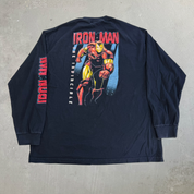 J- Vintage Y2K Marvel Mad Engine Iron Man Text & Graphic Long Sleeve Tee - XL
